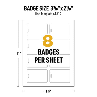 Avery Durable Tall ID Badges for Lanyards, Laser Printable on Both Sides, Blank White, 80 Total, 3.375